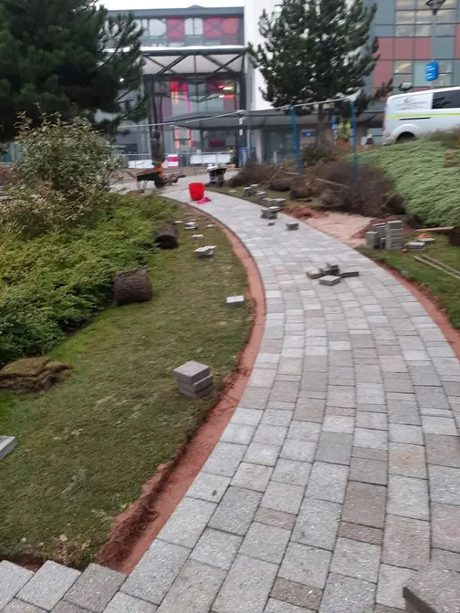 Block paved garden path