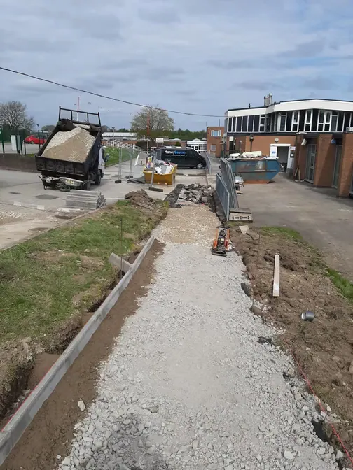Kerbs and sub base for a new path